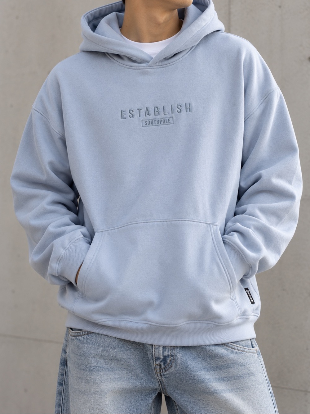 South Pole Light Blue Men's Hoodie with ESTABLISH Embroidery